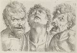 2. Odoardo Fialetti (Bologne 1573 – 1638 Venise), {Trois hommes grimaçants}, dans {Tutte le parti del corpo humano}, 1608