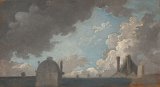 Pierre-Antoine Demachy (Paris 1723 – 1807 Paris), {Nuages au-dessus des toits du Louvre}, vers 1769–1785