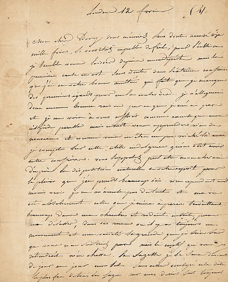 1. Théodore Géricault, lettre à Pierre-Joseph Dedreux-Dorcy